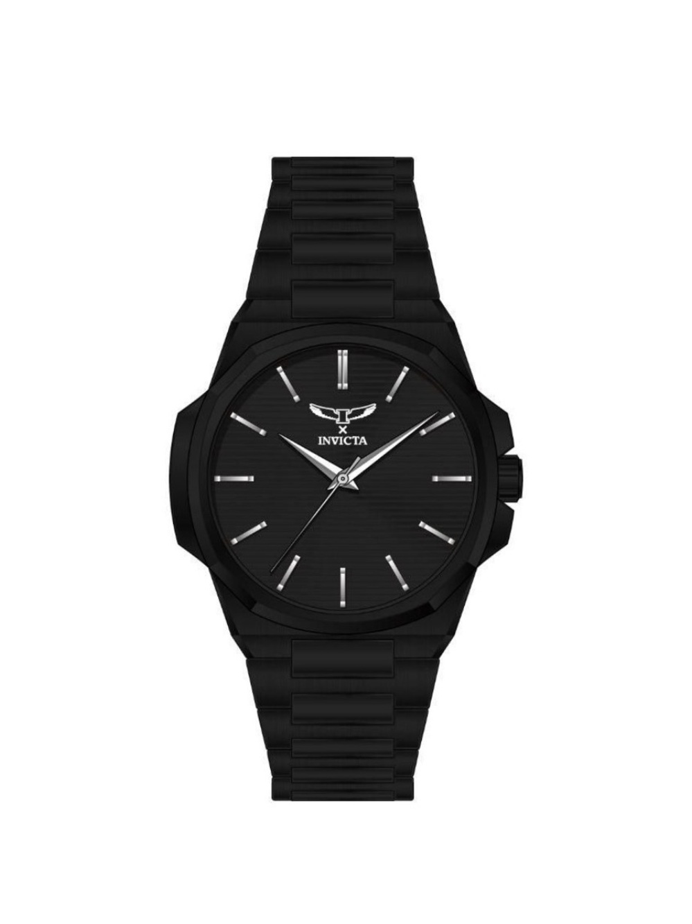 Invicta Black Stainless Steel Bracelet Watch with Silver Accents 44m
